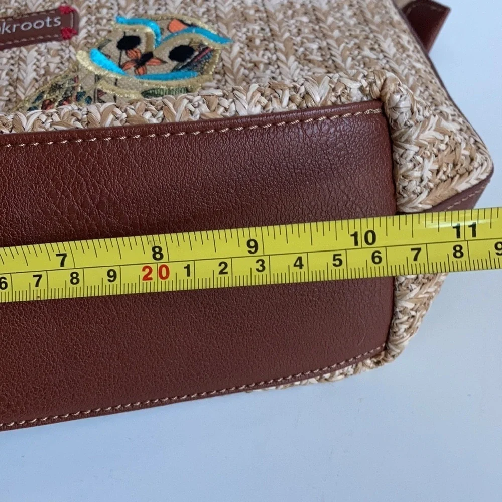 Sakroots small straw owl satchel handbag purse